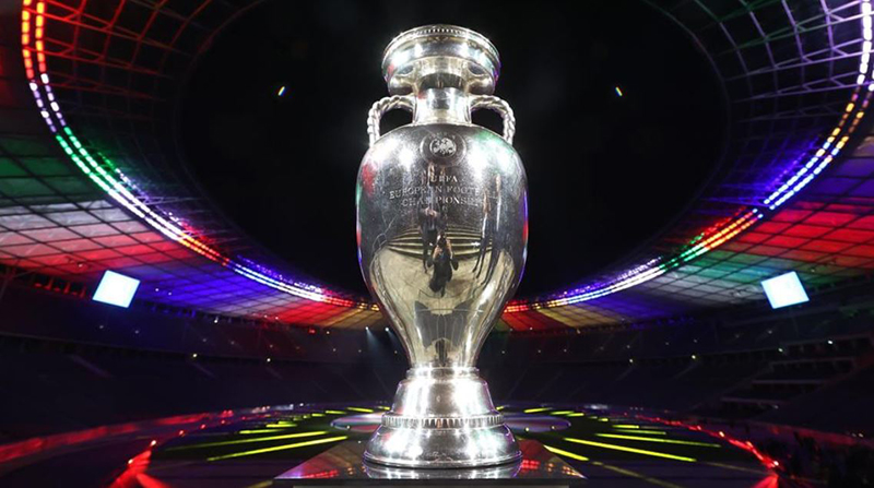 Throphy during the European Championship draw