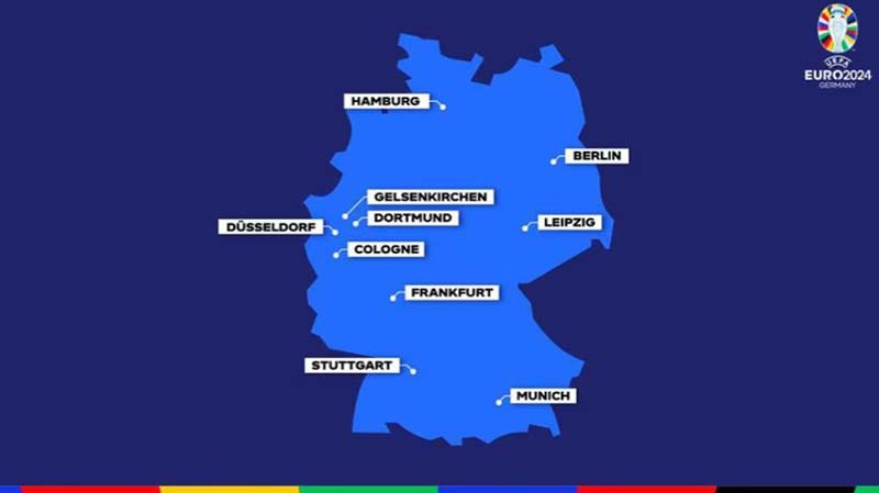 Map of the Euro 2024 host cities