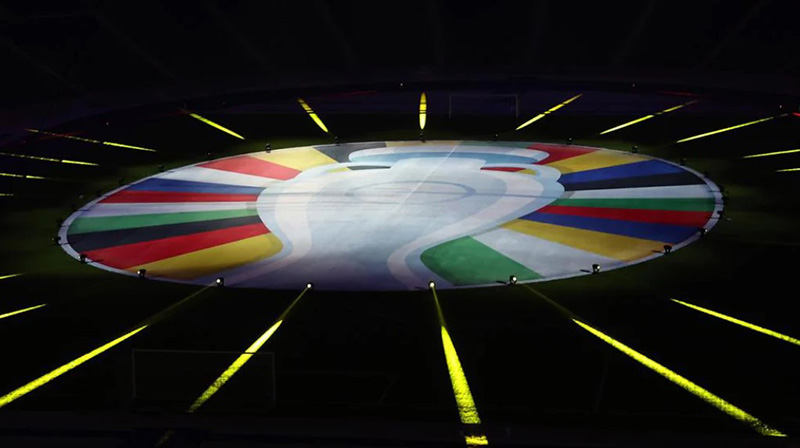 Logo projected on the pitch of the Olympiastadion in Berlin, stadium of the European Championship final